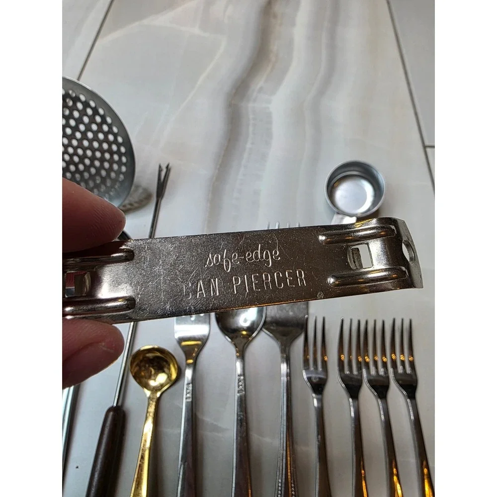 Vintage Kitchen Utensil Lot‎ Ekco Can Piercer Pfaltzgraff Flatware Stainless A3